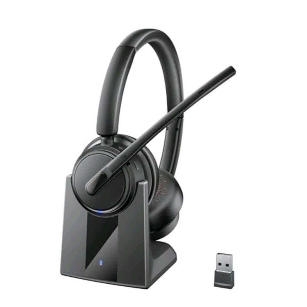 Mopchnic Wireless Headset Noise Cancelling Microphone One Size Black DH18 NEW
